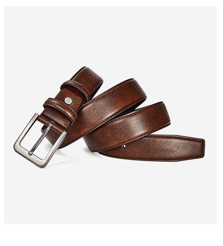 Men's Genuine Leather Belt - High-End Business & Casual Style, Needle Buckle, Suitable for Middle-Aged and Young Men.
