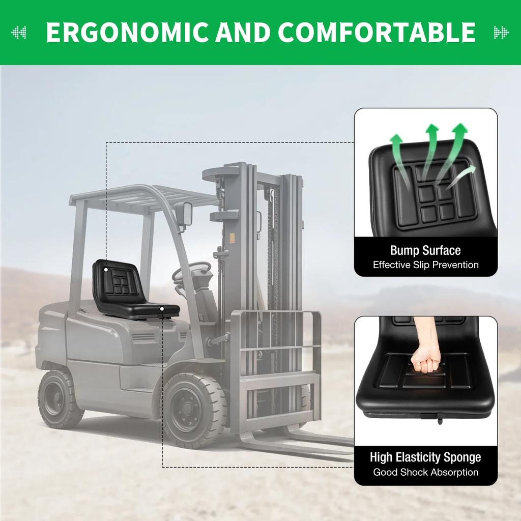 Nastavitelné protiskluzové sedadlo pro traktor s voděodolným PVC potahem, polštář s nosností 100 kg pro zemědělské stroje a vozidla