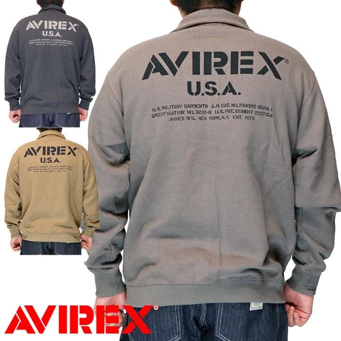 Avirex Extreme Thermal Zip Stand Official Logo Cut and Sew, Men's XL, 410, Charcoal, 783-4230019