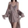 Women's Velvet Butterfly Deep V Padded Sleep Dress with Robe Lounge Set
