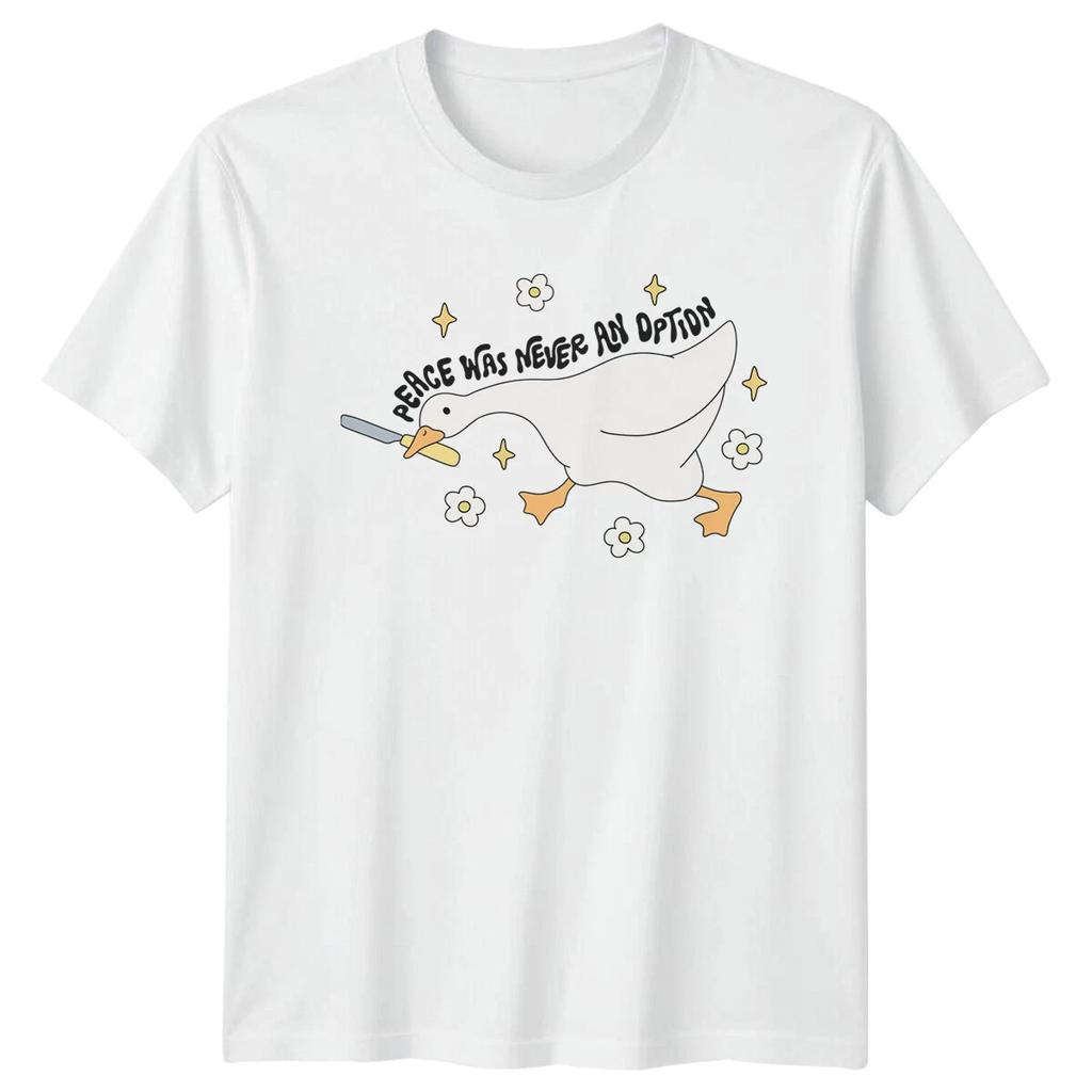 Peace Was Never An Option Duck Birds Animal Mens T-Shirt Womens Tee Graphic