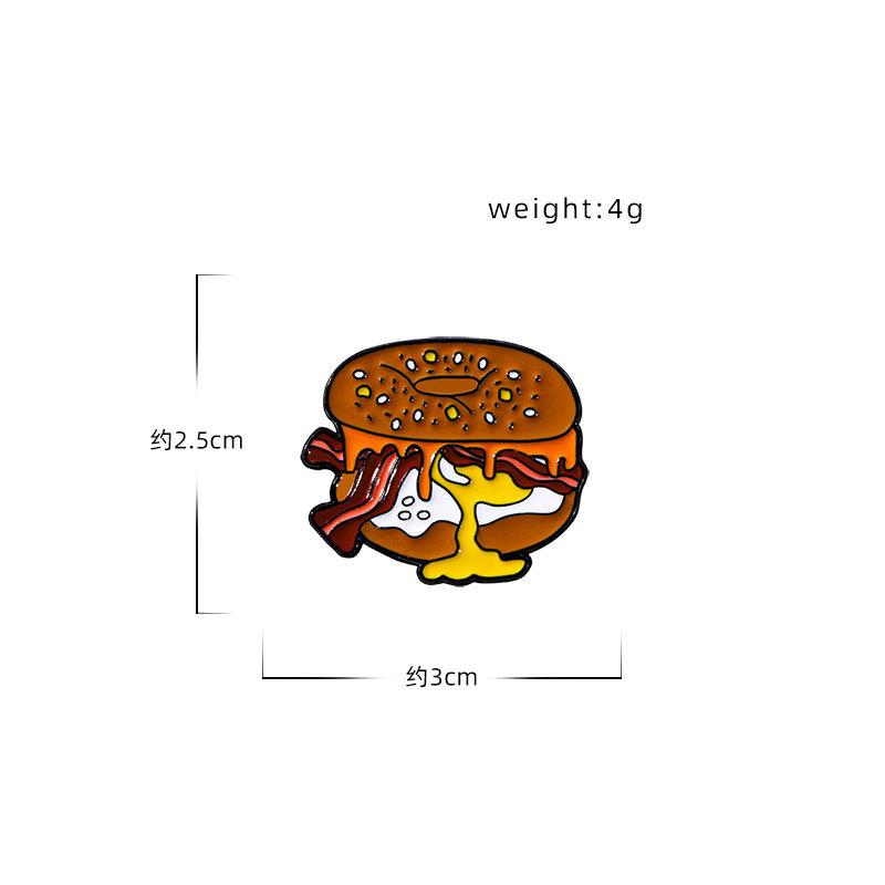 Alloy Oil Dropped Cartoon Hamburger Brooch Cute Creative Badge for Students Gift Waist Cinching Clothing Bags Decoration