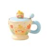 Adorable Rabbit & Bear Ceramic Mug with Lid and Spoon - Perfect for Home or Office