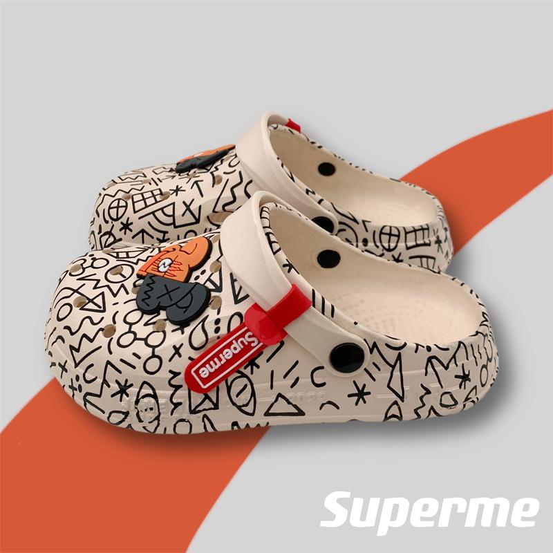 Cool slippers women's summer outer wear household thick-soled non-slip hole shoes ins couple beach slippers men