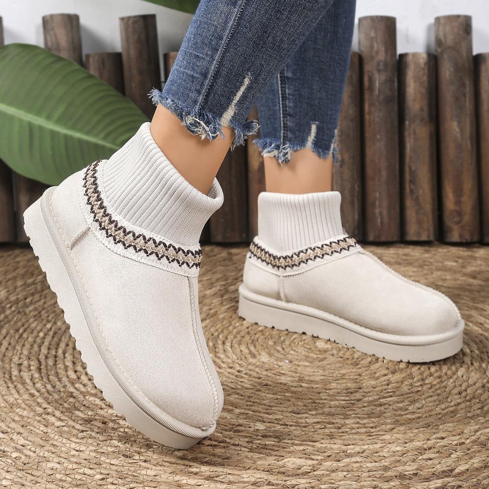 2025 Autumn/Winter New Style Women's Platform Elevating Snow Boots - Fleece-Lined Warm Short-Cut Casual Cotton Snow Boots