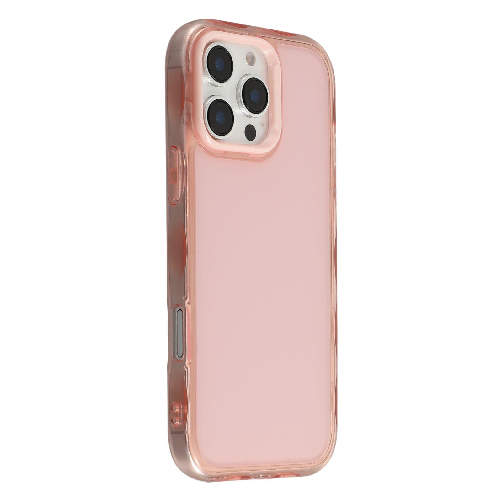 

For iPhone 16 Pro Case Inner Wave Pattern TPU+Acrylic Phone Cover Pink