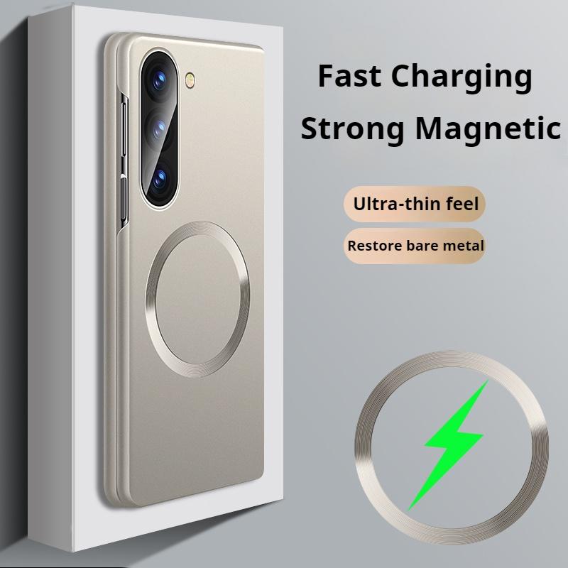 Ultra Thin Matte Metallic Paint Fold For Magnetic Case For Samsung Z Fold 7 6 4 3 ZFlip 7 6 4 Wireless Charge Cover