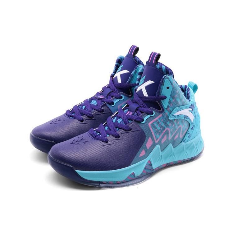 Anta KT2 Anti Slip Wear Resistant High Top Basketball Shoes Purple Pink Blue