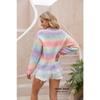 Autumn and Winter Pullover V-neck New Sweater Loose Cut Fringed Large Size Rainbow Sweater