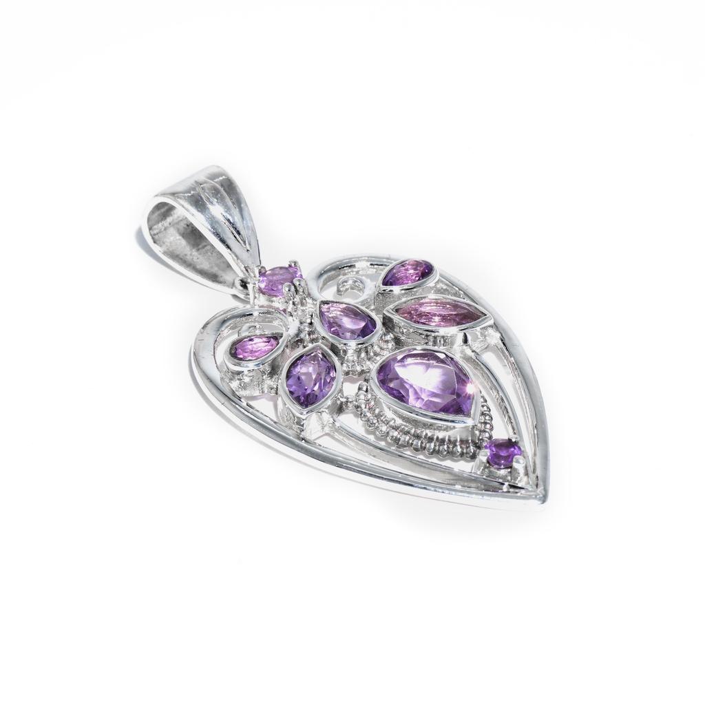 925 silver amethyst pendant for her