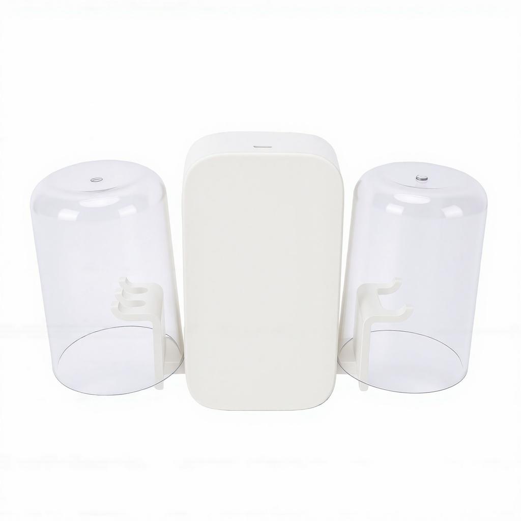 Toothbrush Cleaner Rechargeable Wall Mounted Tooth Brush Holder with 2 Slots and Timer Function for Bathroom
