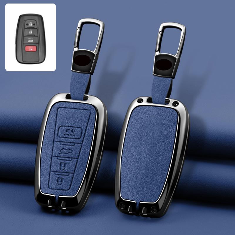 Zinc Alloy Leather Car Key Cover Housing Key Fob For Toyota Prius Camry Corolla C-Hr Chr Rav4 Land Cruiser Prado Key Fob