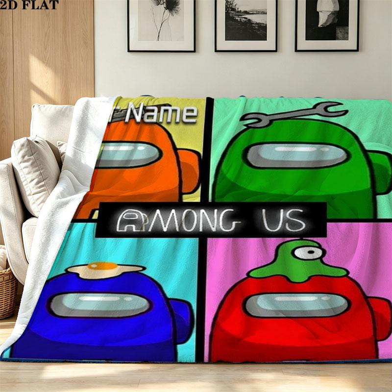 1PC Among Us Custom Name Patterned Flannel Blanket Suitable For All Seasons for Home Decor Warmth and Comfort Gifts Holiday Present