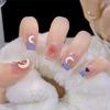 Star & Moon Mocha Sweet White-Enhancing Manicure: Macaron Pearl Rhinestone Press-On Nails
