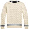 Polo Ralph Lauren Striped Detail V-Neck Long Sleeve Cable Knit Sweater Standard Fit Men sweater 710742326-001