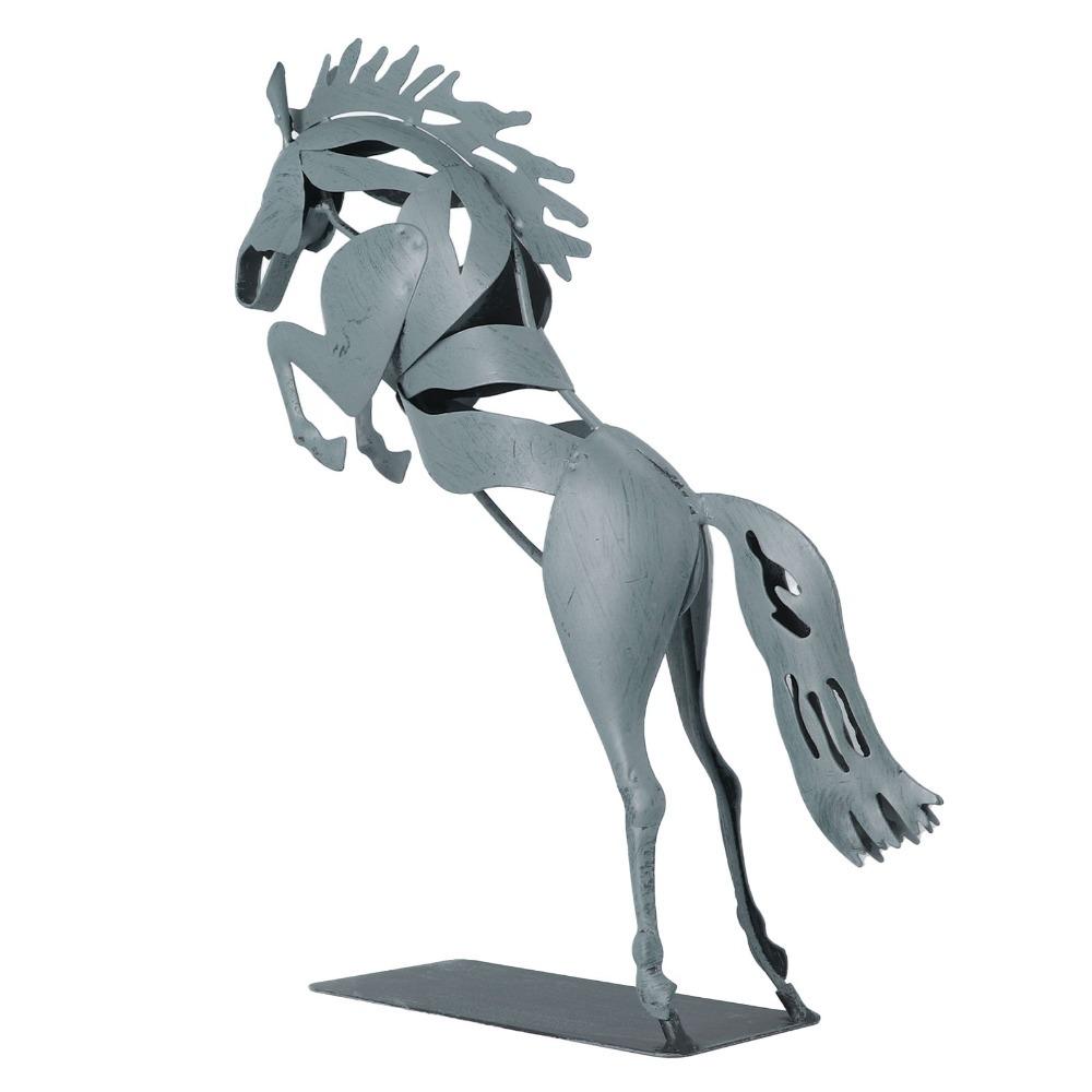 Iron Running Horse Statue Abstract Horse Figurine Decor Desktop Horse Ornament Office Display