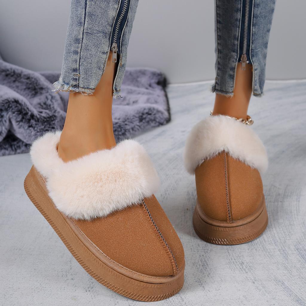 Fashion Luxury Faux Fur Indoor Slippers Women 2025 Winter Warm Short Plush Suede Mules Slippers Soft Thick Bottom Furry Bedroom Slides