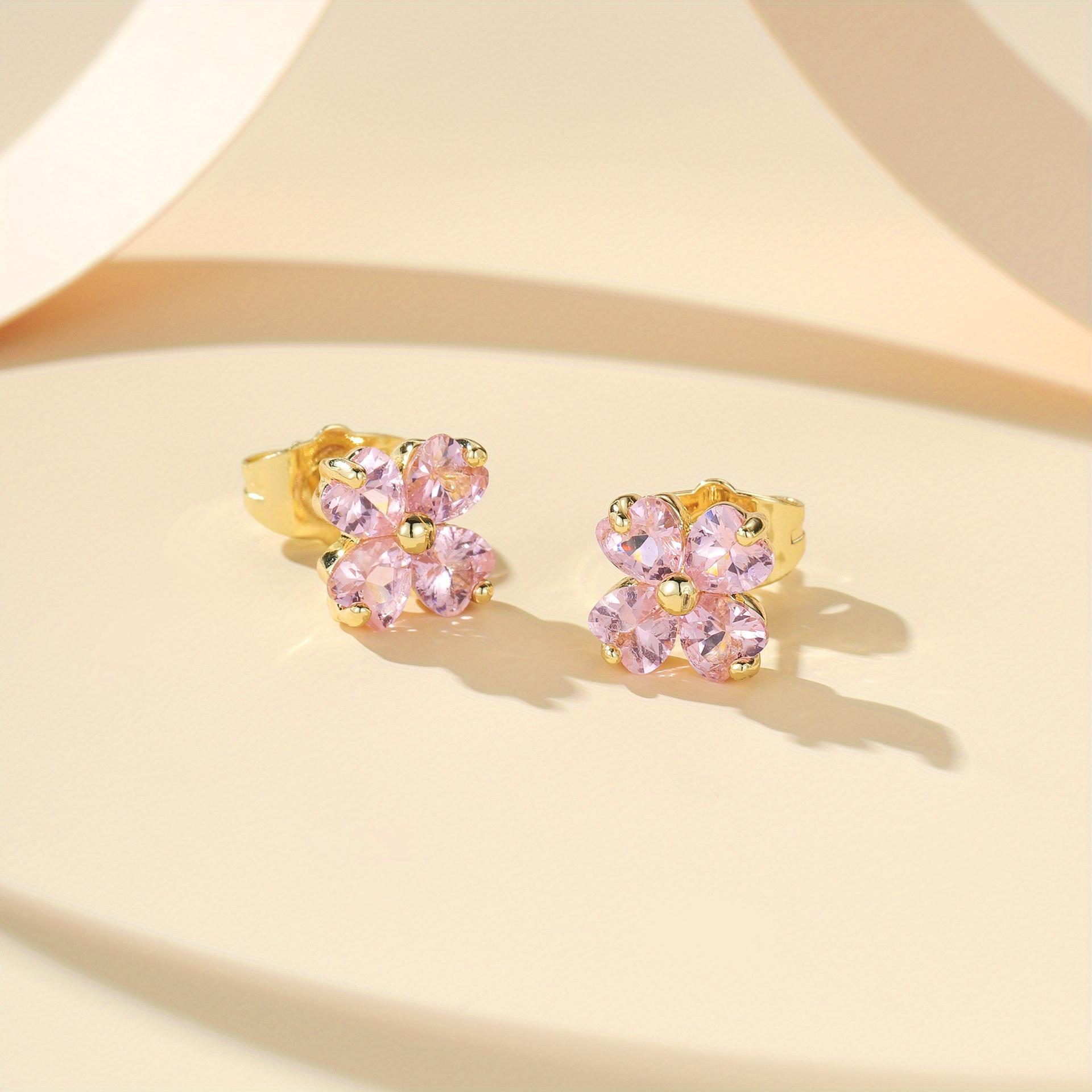 

Clover Heart-shaped Petal Earrings, Versatile and Stylish Earrings and Accessories. розовый