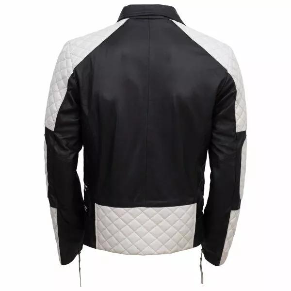 Leather Handmade Lambskin Soft Stylish Men's Jacket Black & White Genuine Lambskin Real