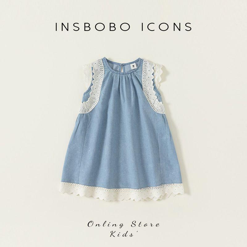 Girl Fashionable Princess Dress Internet Celebrity Summer Clothing Blue 80