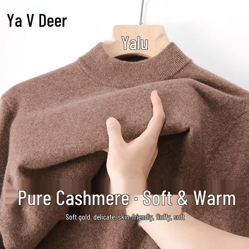 Yalu Men's Pure Cashmere Mock Neck Sweater