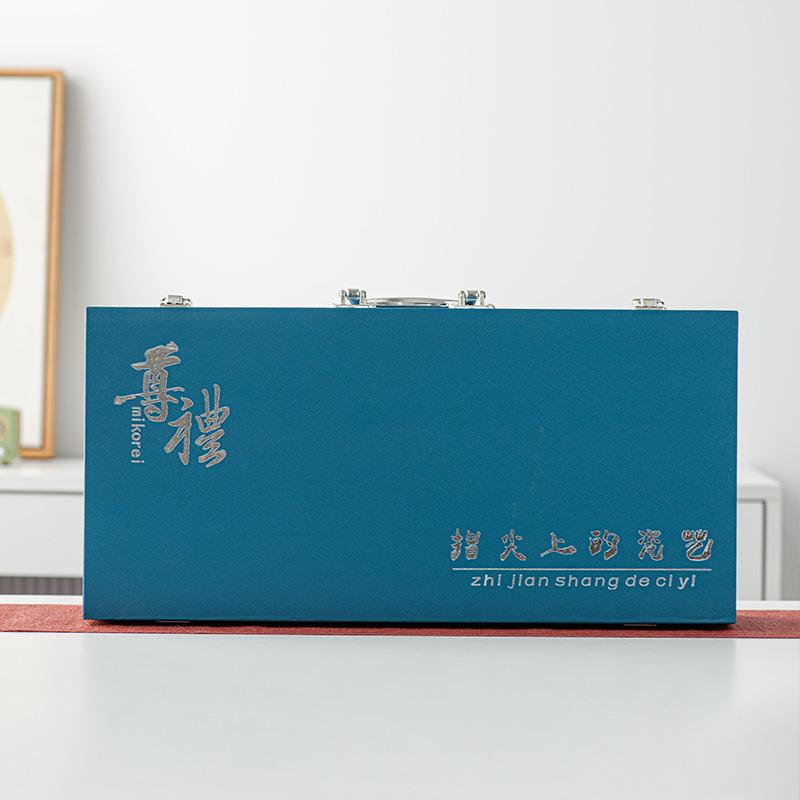 Light luxury suet jade white porcelain kung fu tea set, household gold-painted high-end < unk > pot tea cup gift box hardcover