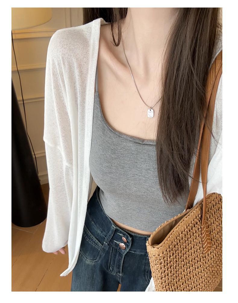 Women's Summer Sun Protection Loose Knit Cardigan - Korean Style, Long Sleeve, Casual Air Conditioning Cover-Up.