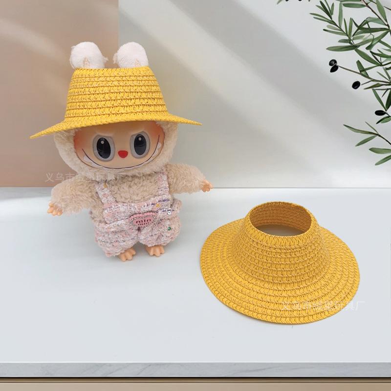 Labubu Hollow Top Open Straw Hat Knitted Hat Party Dress Accessories Rustic Style Labubu Baby Clothes Decoration with