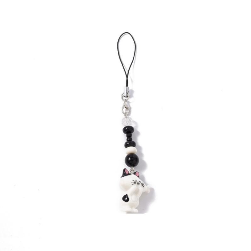 

Versatile Cat Charm Keychain Cute Resin Phone Bag Accessory Lightweight Pet Lover Gift Multi functional Cat Keyring