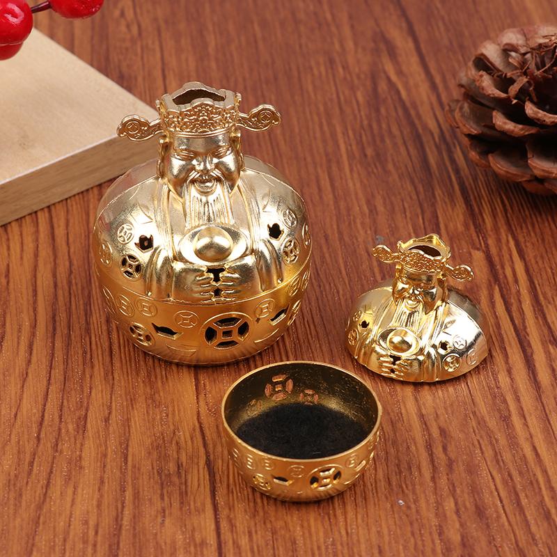 1Pc Alloy Wealth God Incense Burner With Exquisite Yuanbao Carvings Burner Without Incense Yoga Meditation Home Decoration