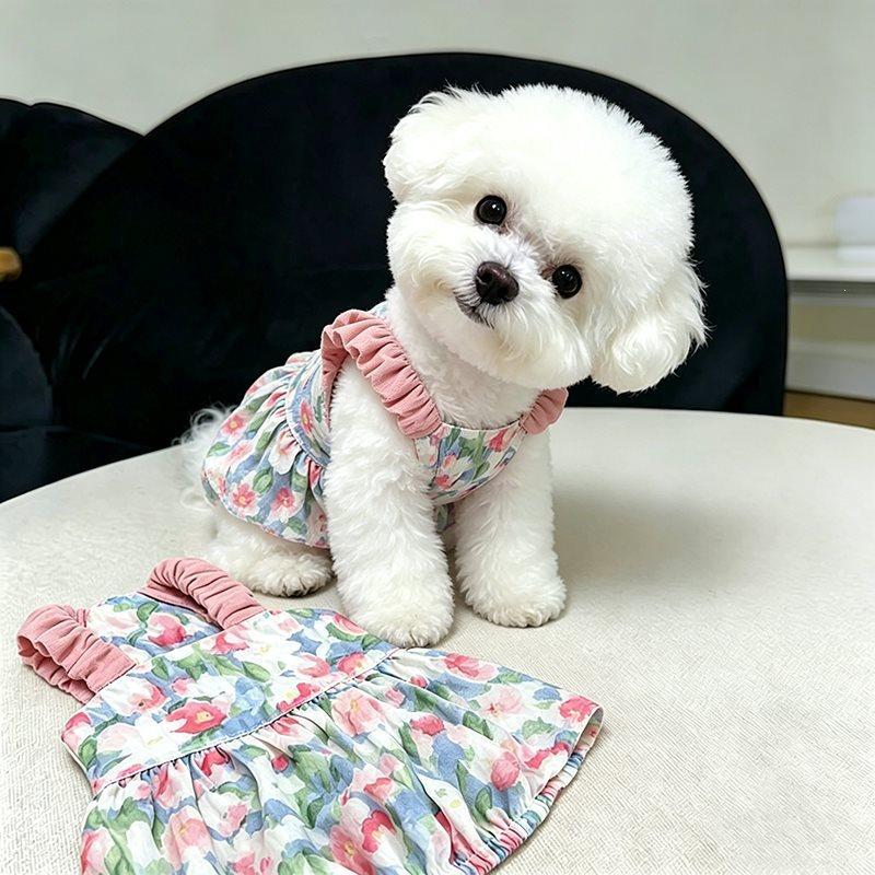 Cat Clothes Summer Cute Floral Suspender Dress Devon Cat Sphynx Hairless Cat Breathable Vest Dress
