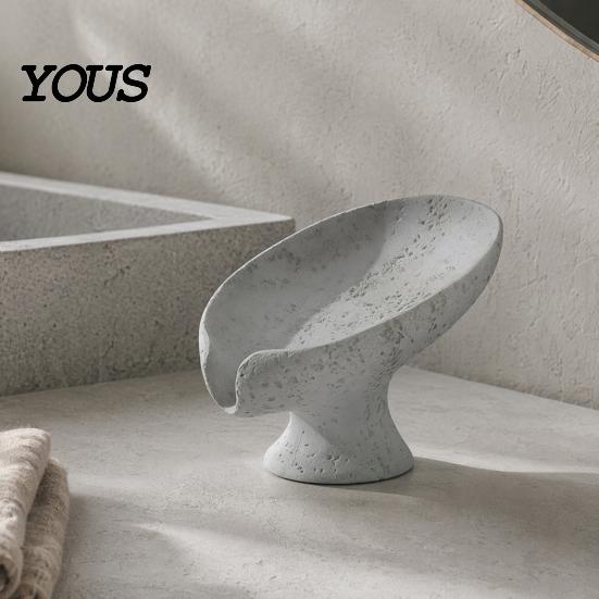 Non-foaming Soap Dish Self Draining Dish, 3D Printed Holder, Multi-functional Smooth Curve Tray Sink Organizer for Shower, Bathroom, Kitchen