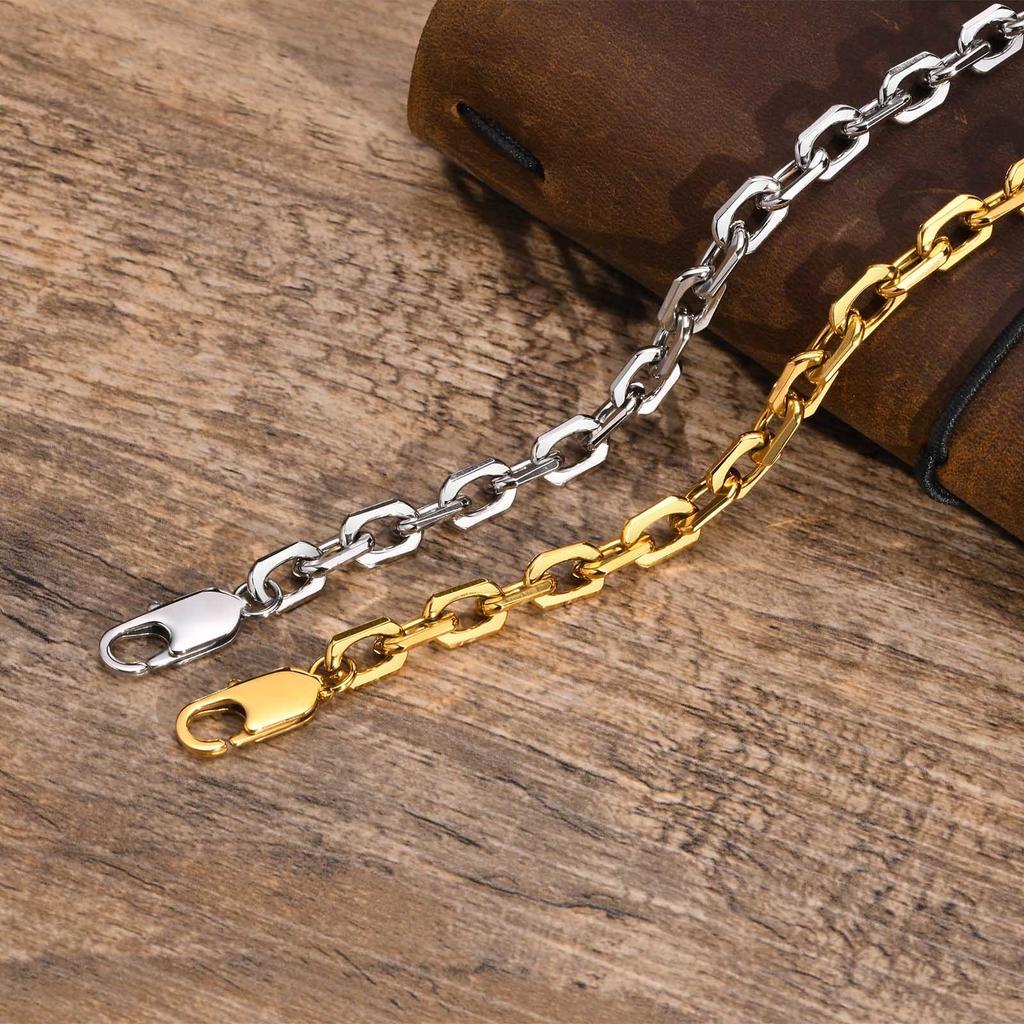 Basic 6.5MM Belcher Chain Bracelets for Men,Waterproof Stainless Steel Square Geometric Links Wristband Gift,pulseira