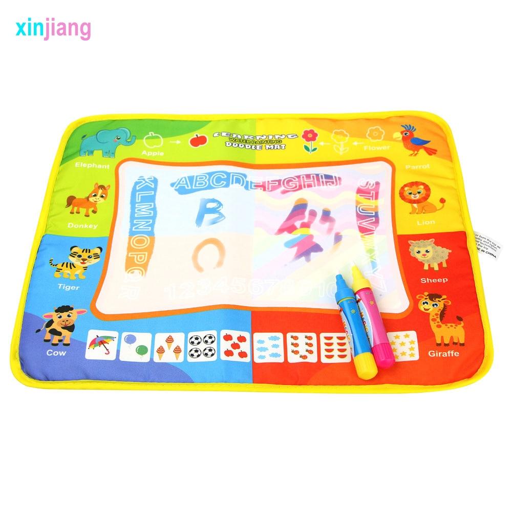 Magic Water Drawing Board &2 Pens Water Doodle Mat Educational Water Coloring Book Writing Toys Gift Toys For Kids )