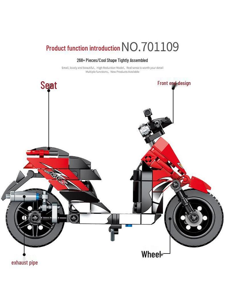Senbao Motorcycle Building Blocks Assembly Model Toy with Display Base - Perfect Gift for Boys