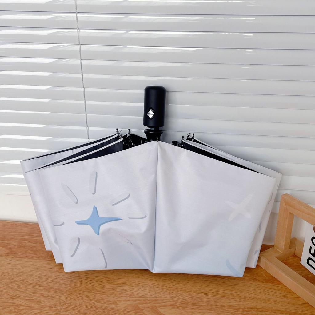 INS Cute Blue Fireworks Automatic Umbrella Rainy Sunny Folding Umbrella Women Student Outdoor Shopping Sun Protection Umbrellas