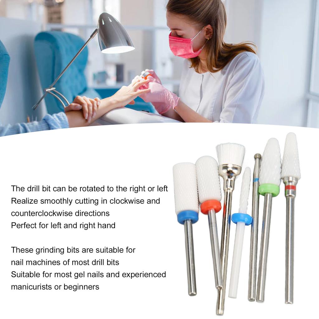 7Pcs Nail Drill Bits Accurate Clear Operation Professional Nail Grinder Bits for Cleaning Shaping Cutting