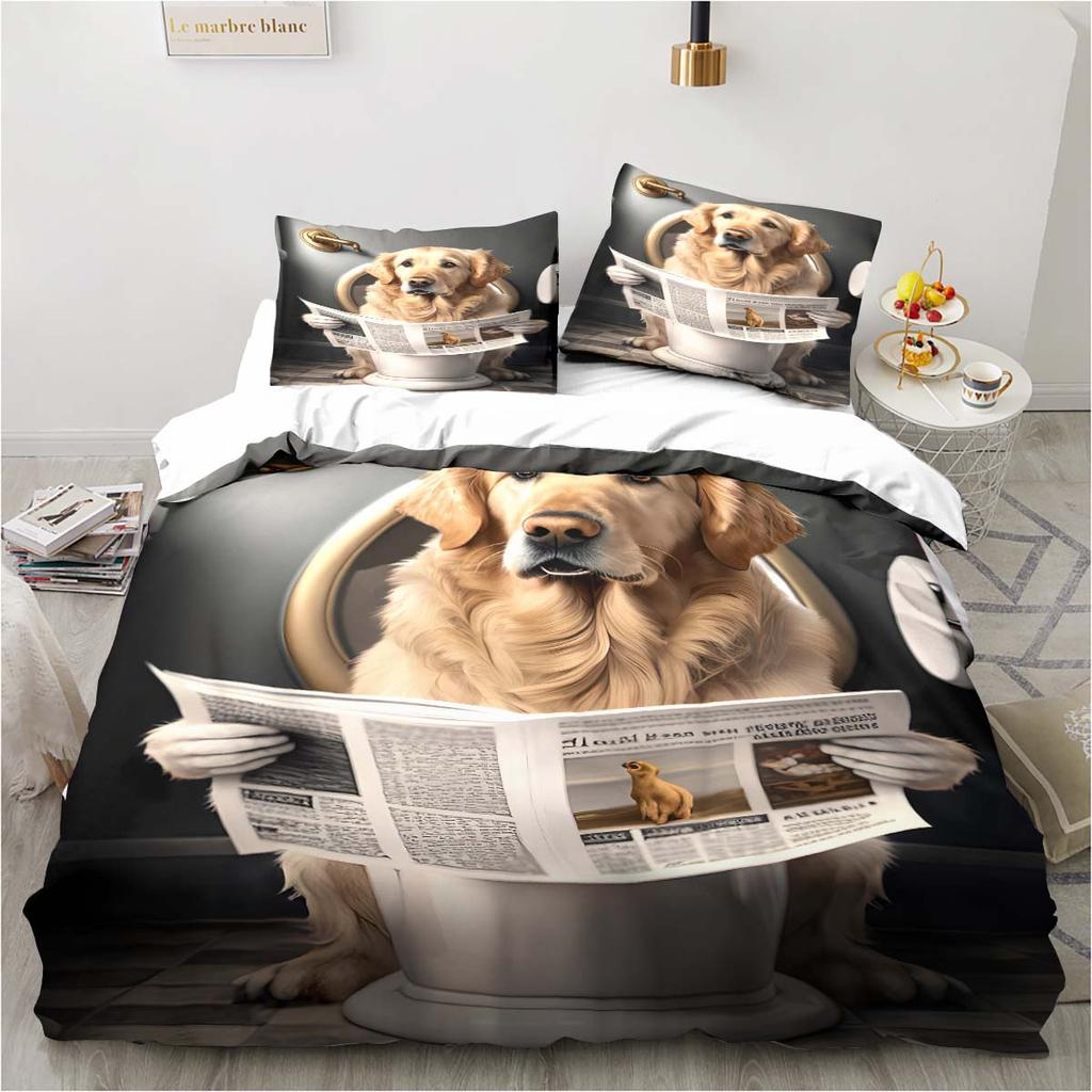 3D Bettwäscheset mit Hundemuster; Bulldog Schlafzimmer Zuhause Kissenbezug und Bettbezug King-Size Bettwäsche-Set für Kinderzimmer; Luxus