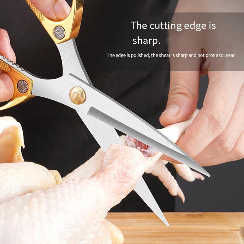 1PC Household Stainless Steel Scissors, Zinc Alloy Handle Strong Kitchen Scissors, Multi-functional Kitchen Knife Scissors