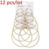 12pcs/lot Women's Hoop Earrings Gold Color Round Large Earrings Set Brincos Loop Earrings New Pendientes Para Novia