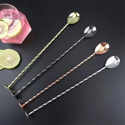 27.5cm Stainless Steel Cocktail Bar Spoon Disc Tail Drink Mixer Bar Stirring Mixing Barware
