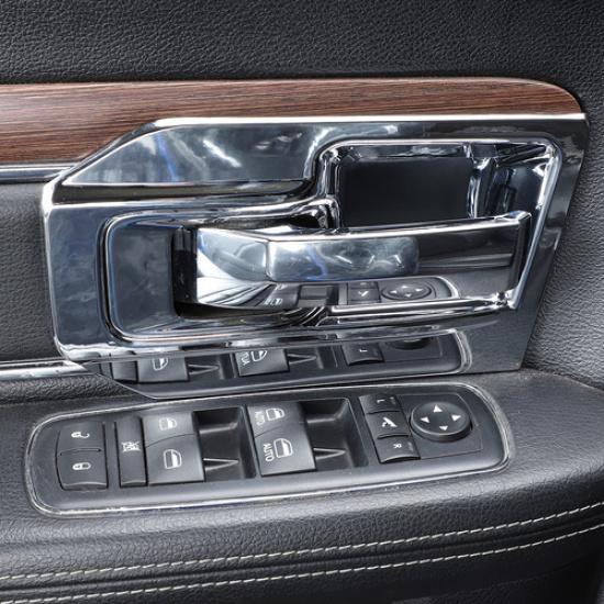 2x Interior Door Handle Bowl Cover Trim Frame For Dodge Ram 1500 2011-17 Chrome