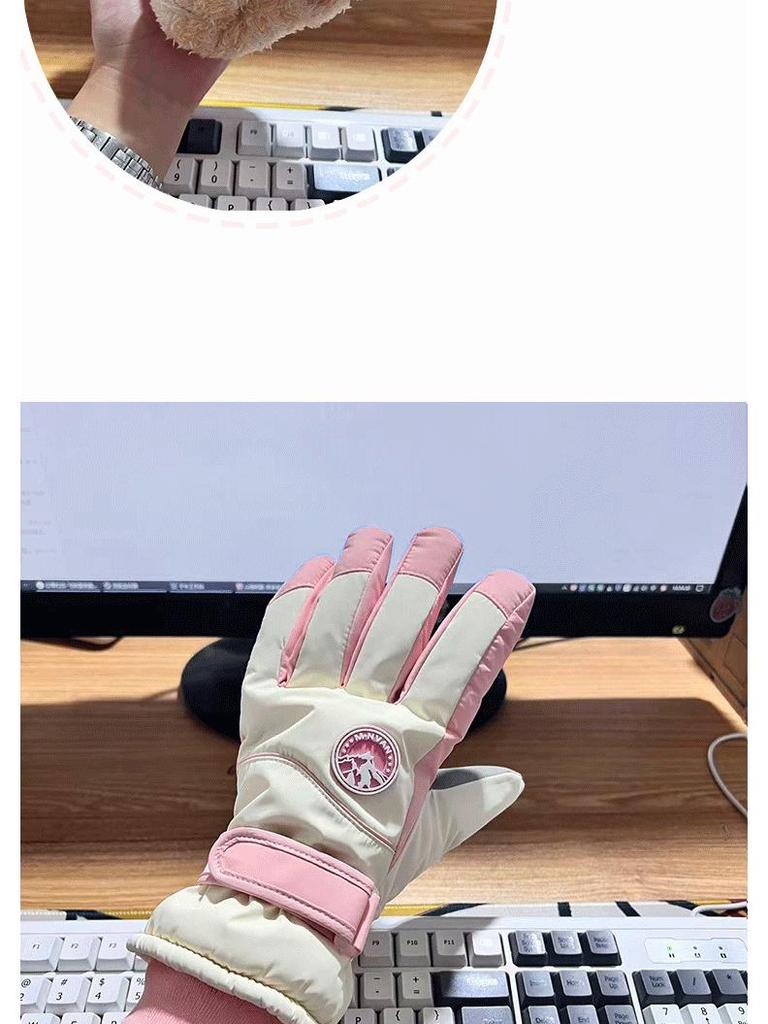 Women's Winter Ski Gloves: Warm, Thickened, Touchscreen-Compatible, Windproof, Water-Repellent, and Stylish Velvet-Lined for Outdoor Riding.