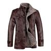 Autumn and winter men's stand-up collar fleece thickened business casual pu washed jacket fattened large size leather jacket