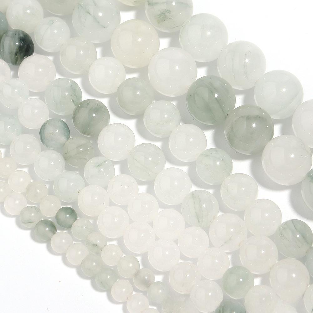 Tianshan Jades 15"Strand Round Natural Stone Beads 4/6/8/10/12mm Smooth Loose Spacer Beads for Jewelry Making DIY Bracelets Accessories