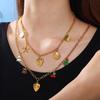 Colar Pingente de Natal DIY Europeu e Americano: Aço Inoxidável Banhado a Ouro 18K, Design de Desenho Animado Fashion para Mulheres.