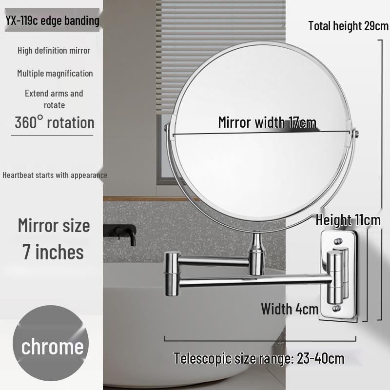 Double-Sided Retractable Wall-Mounted Vanity Mirror for Makeup and Dressing