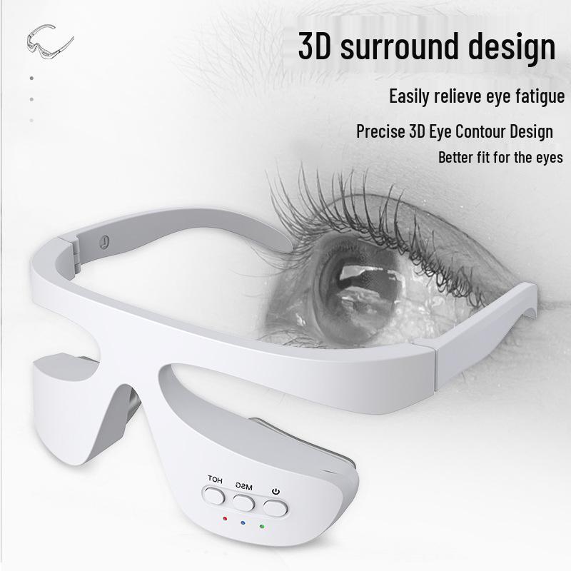 Portable Wireless Eye Massager with Hot Compress & Red Light Therapy for Dark Circles
