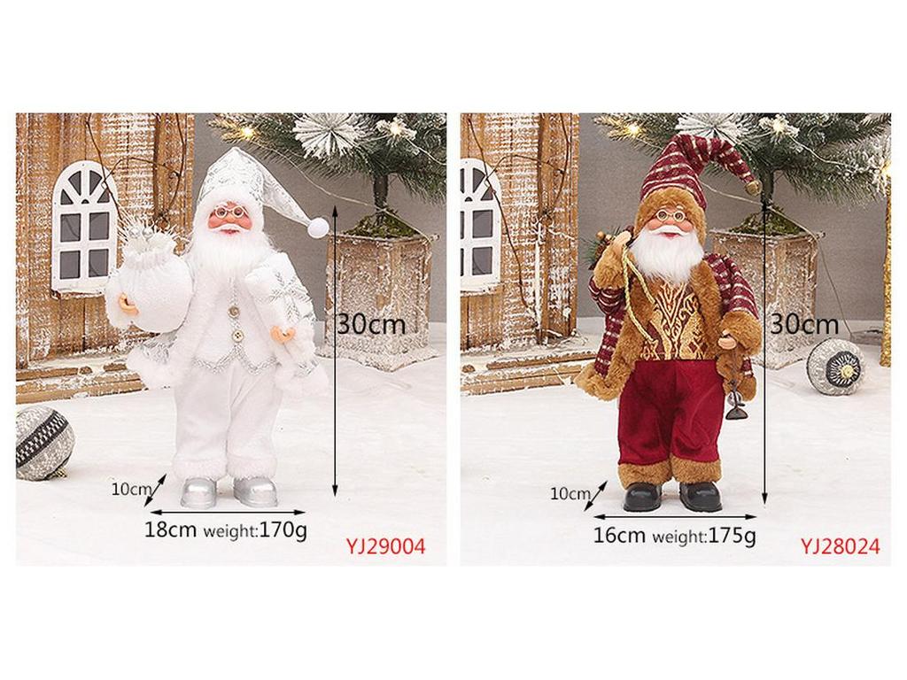 30cm Standing Santa Gnome Figurine with Backpack and White Beard