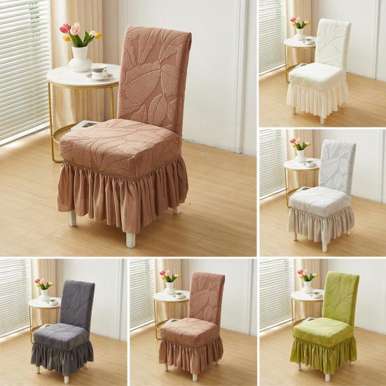 Żakardowy Pokrowiec na Krzesło Jadalniane Elastyczny Pokrowiec na Krzesło z Długą Falbaną Rozciągliwy Pokrowiec na Krzesło do Dekoracji Sali Jadalnej, Weselnej, Bankietowej